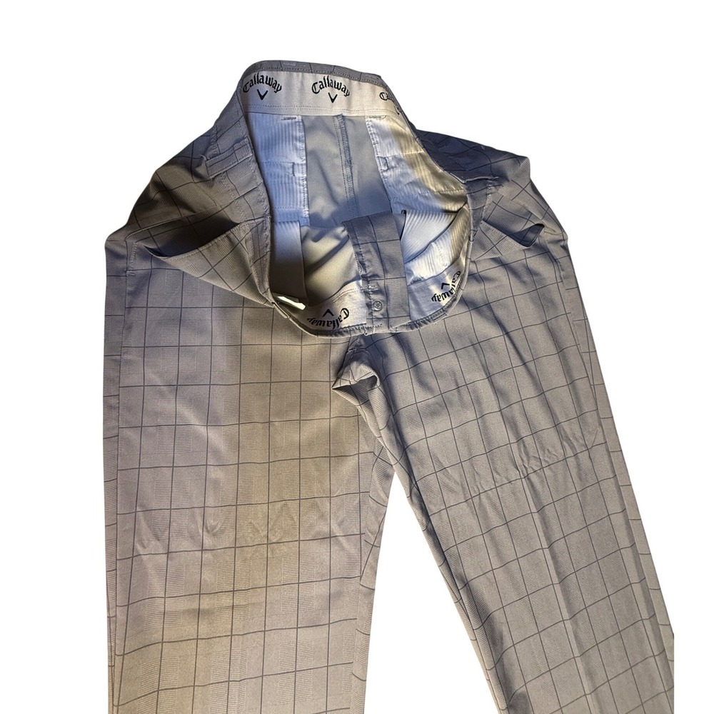 Callaway Mens Gray Plaid Golf Pants 34x34 Performance Stretch Trousers - Picture 2 of 5